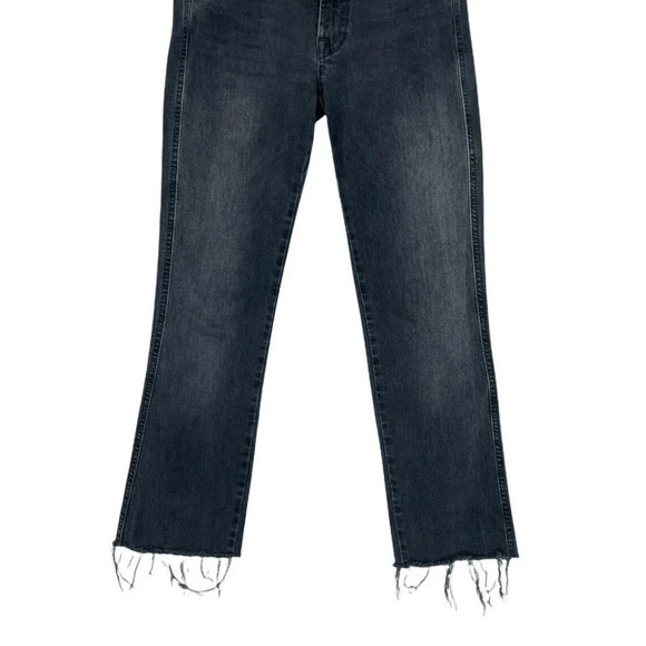 7 For All Mankind Jeans Women's Sz 24 Black Denim Carolyn Skinny Cropped Raw Hem - Picture 5 of 12